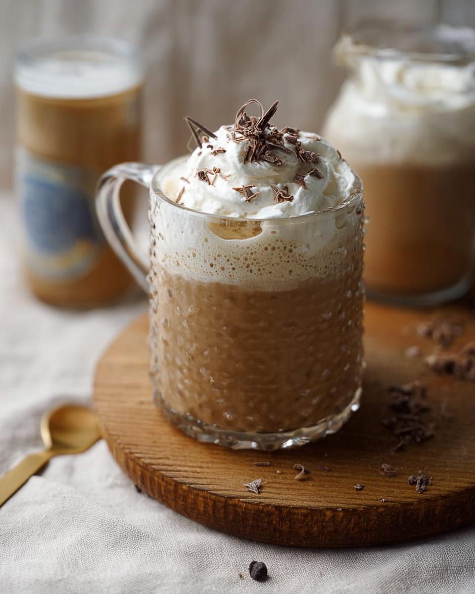 A festive mug filled with coffee topped with whipped cream and chocolate shavings, perfect for Homemade Irish Cream for Baking.