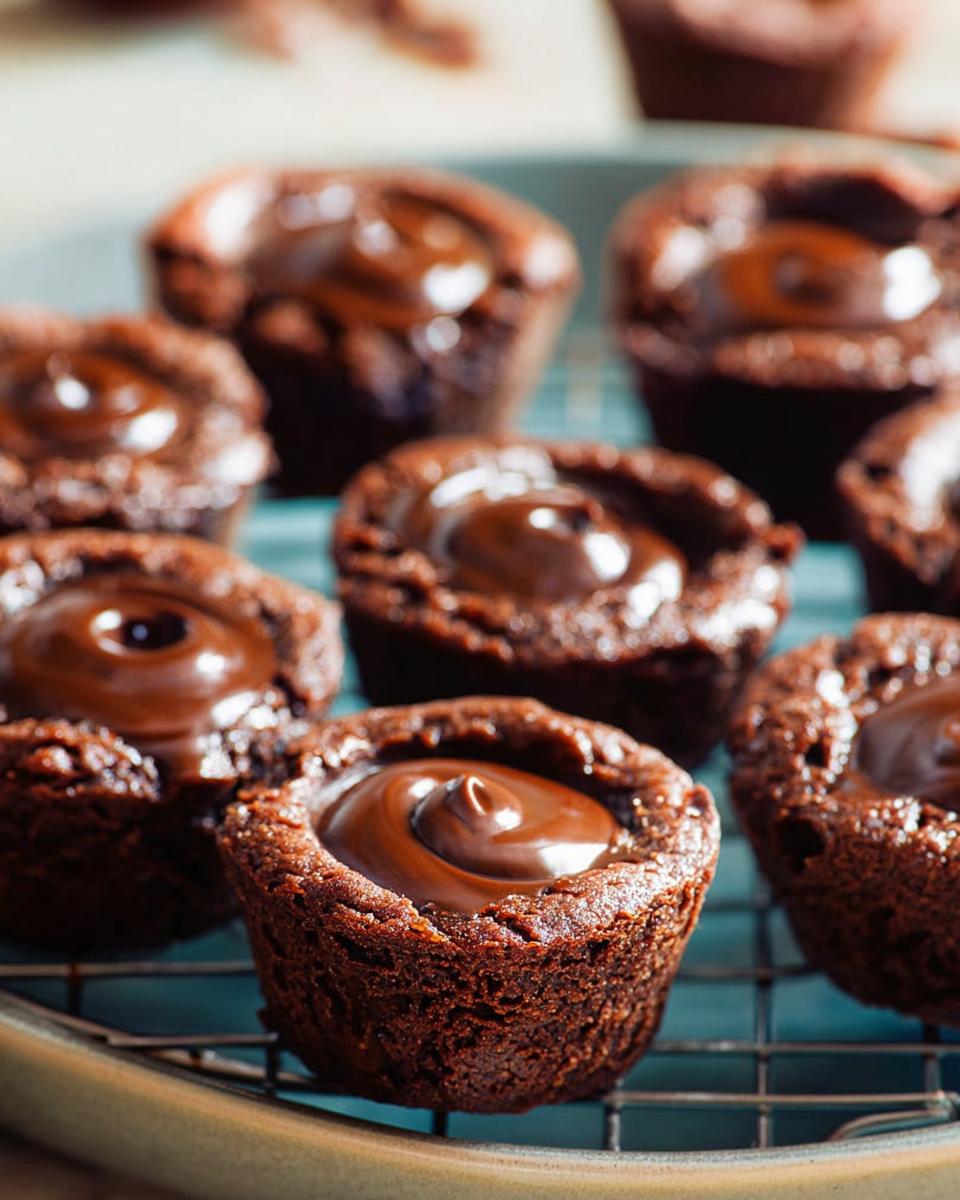 Close-up of rich chocolate brownie bites topped with glossy ganache.