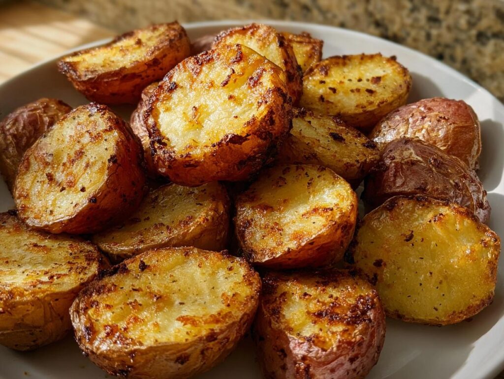 Easy Crispy Parmesan Roasted Red Potatoes Side Dish - Featured