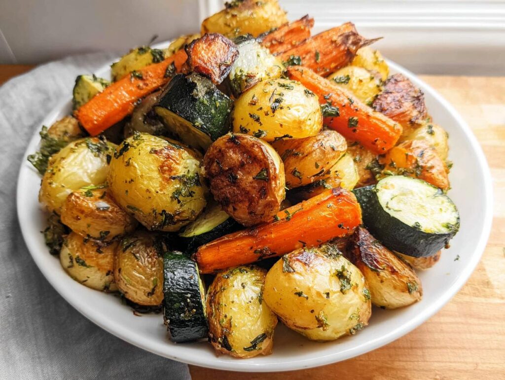 Garlic Herb Roasted Potatoes, Carrots, and Zucchini : A Flavorful Side Dish Recipe - Featured