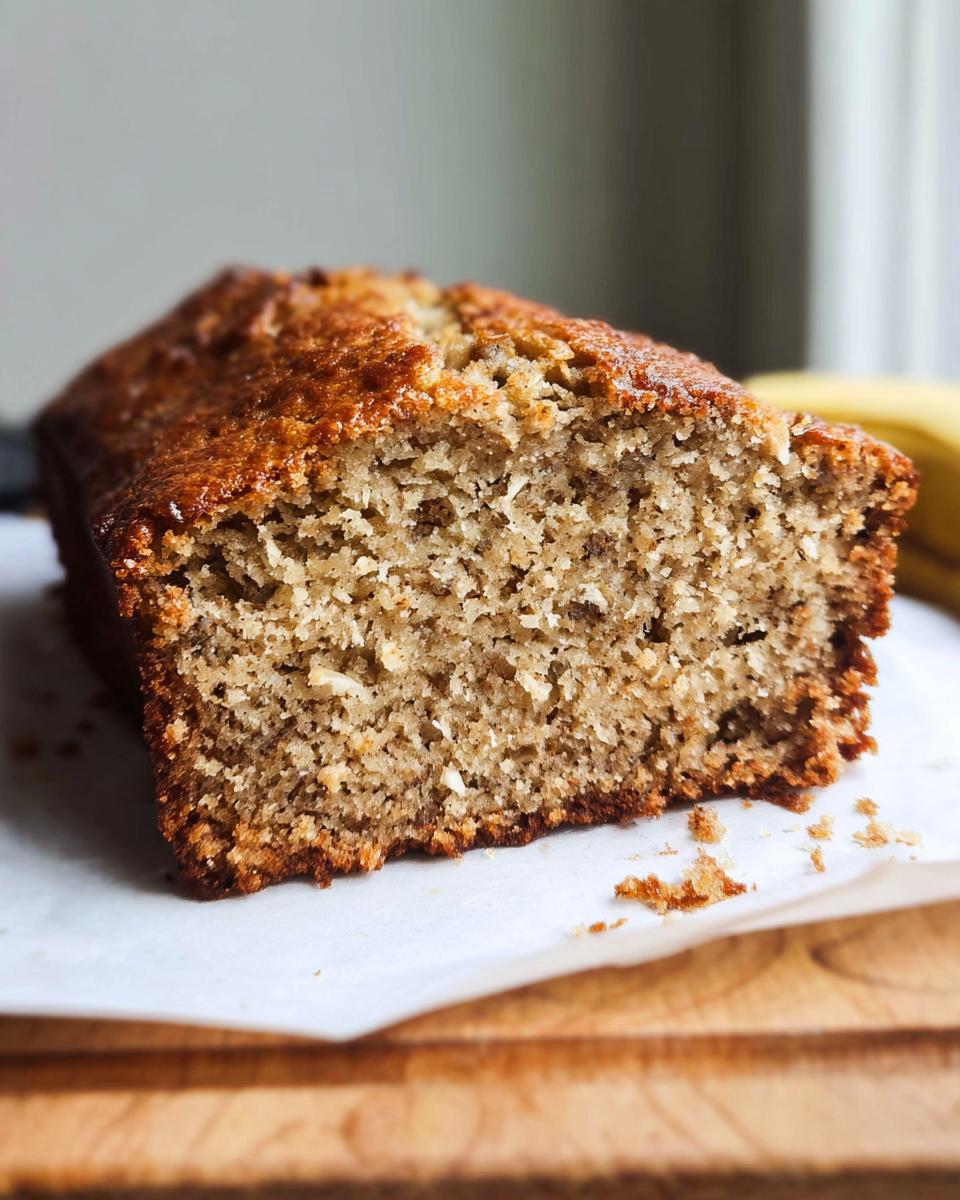 A close-up view showing the moist, dense crumb texture of the Classic Moist Banana Bread.