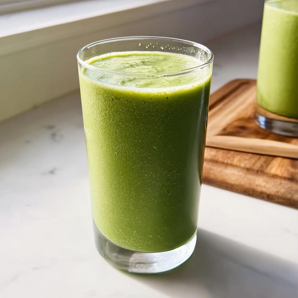A tall glass filled with a thick, vibrant green smoothie, ready for one of the Easy Smoothie Recipes for Beginners.