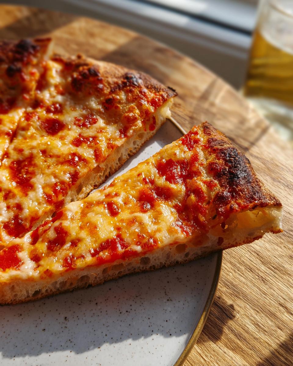 Close-up of two slices of homemade pizza with melted cheese and tomato sauce, perfect for Pizza Night Recipes.