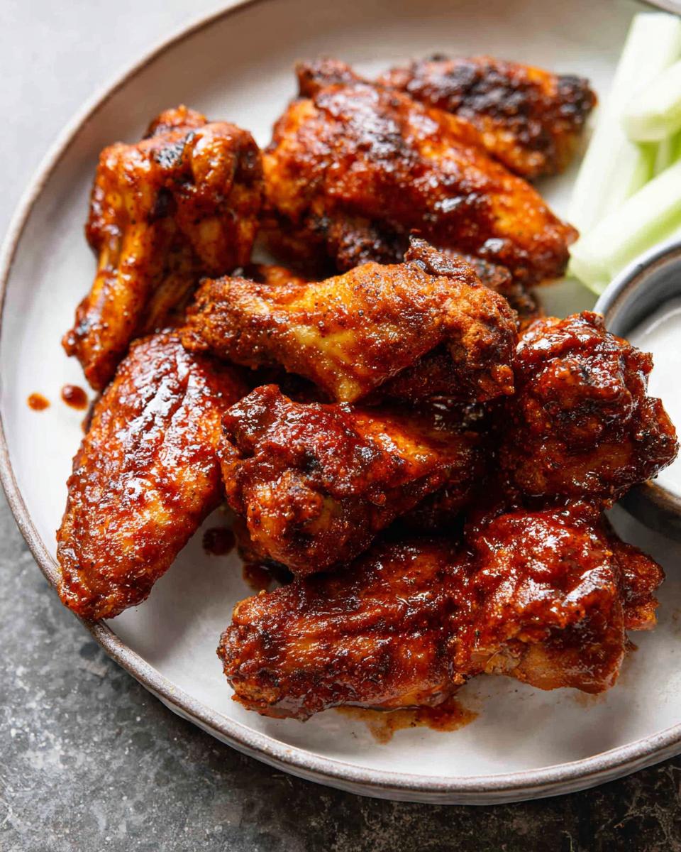 A plate piled high with saucy, perfectly cooked chicken wings from the Chicken Wings Recipes article.