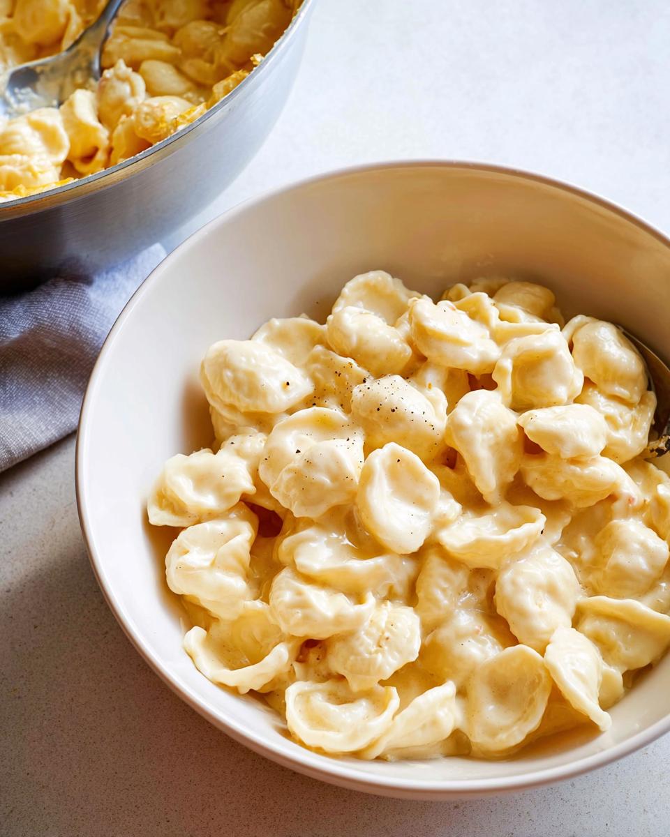 A bowl of creamy white sauce pasta, likely orecchiette, seasoned with pepper, illustrating one of How to Make Easy Dinner Recipes Like a Pro.