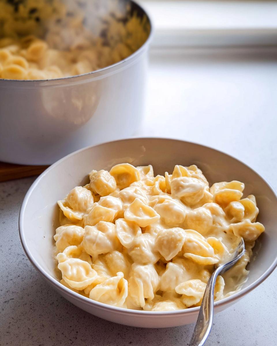 A bowl of creamy shell pasta ready to eat, illustrating one of the easy dinner recipes you can master.