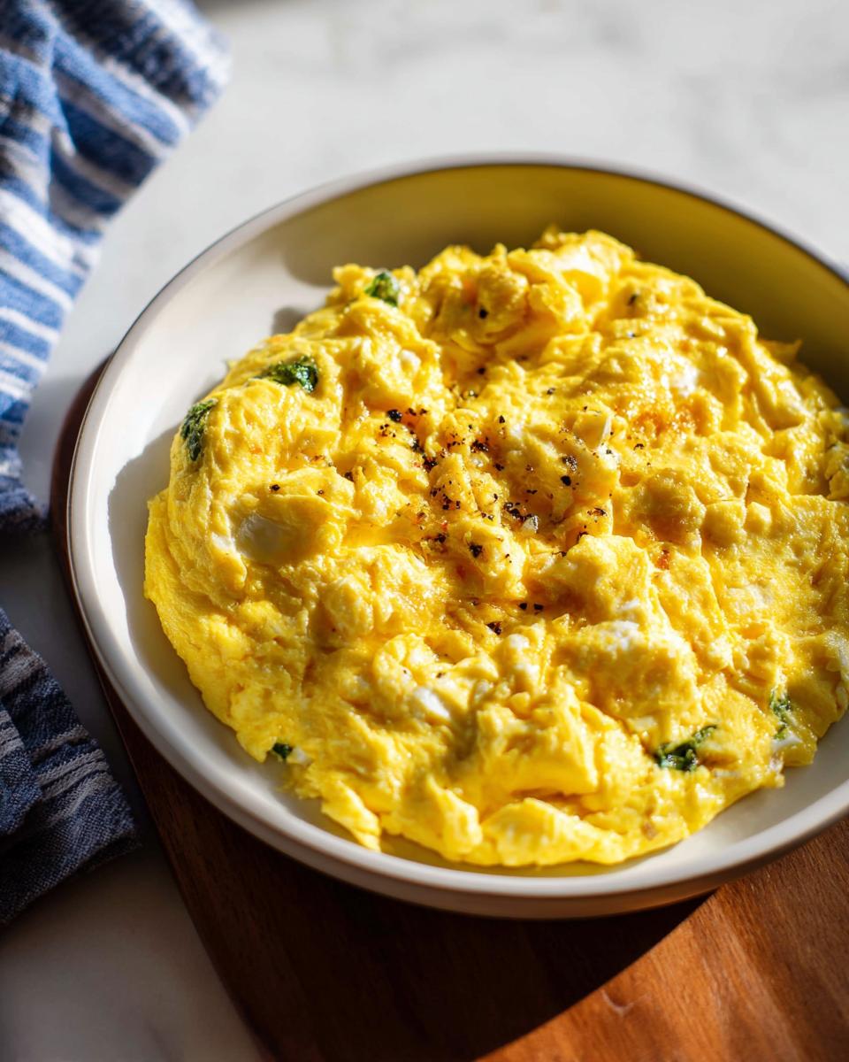 A bowl of perfectly cooked, fluffy scrambled eggs seasoned with black pepper, one of the best egg recipes.