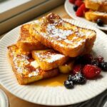 Stack of fluffy French toast dusted with powdered sugar, served with berries, a perfect example of Breakfast Ideas Recipes in 20 Minutes.