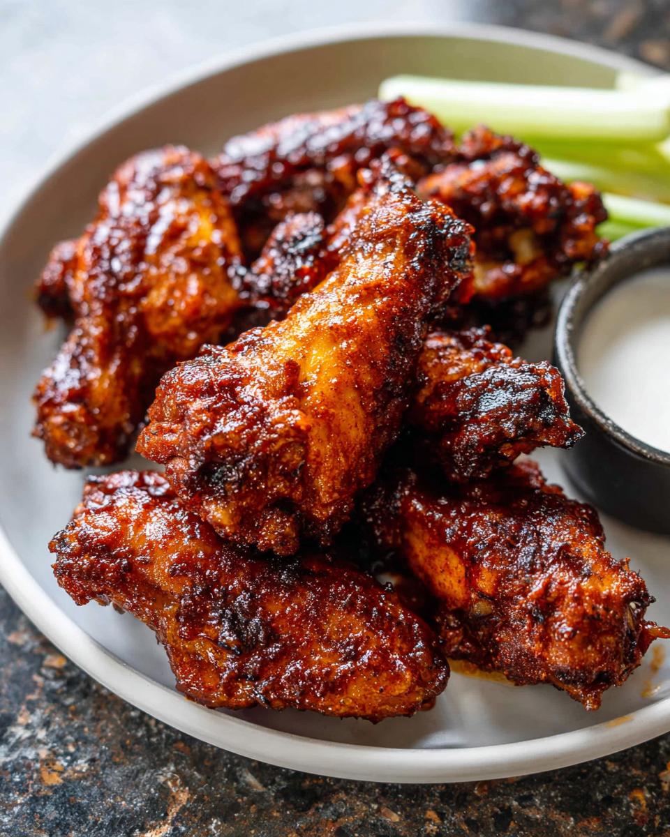 A plate piled high with sticky, caramelized chicken wings from the ultimate Chicken Wings Recipes.
