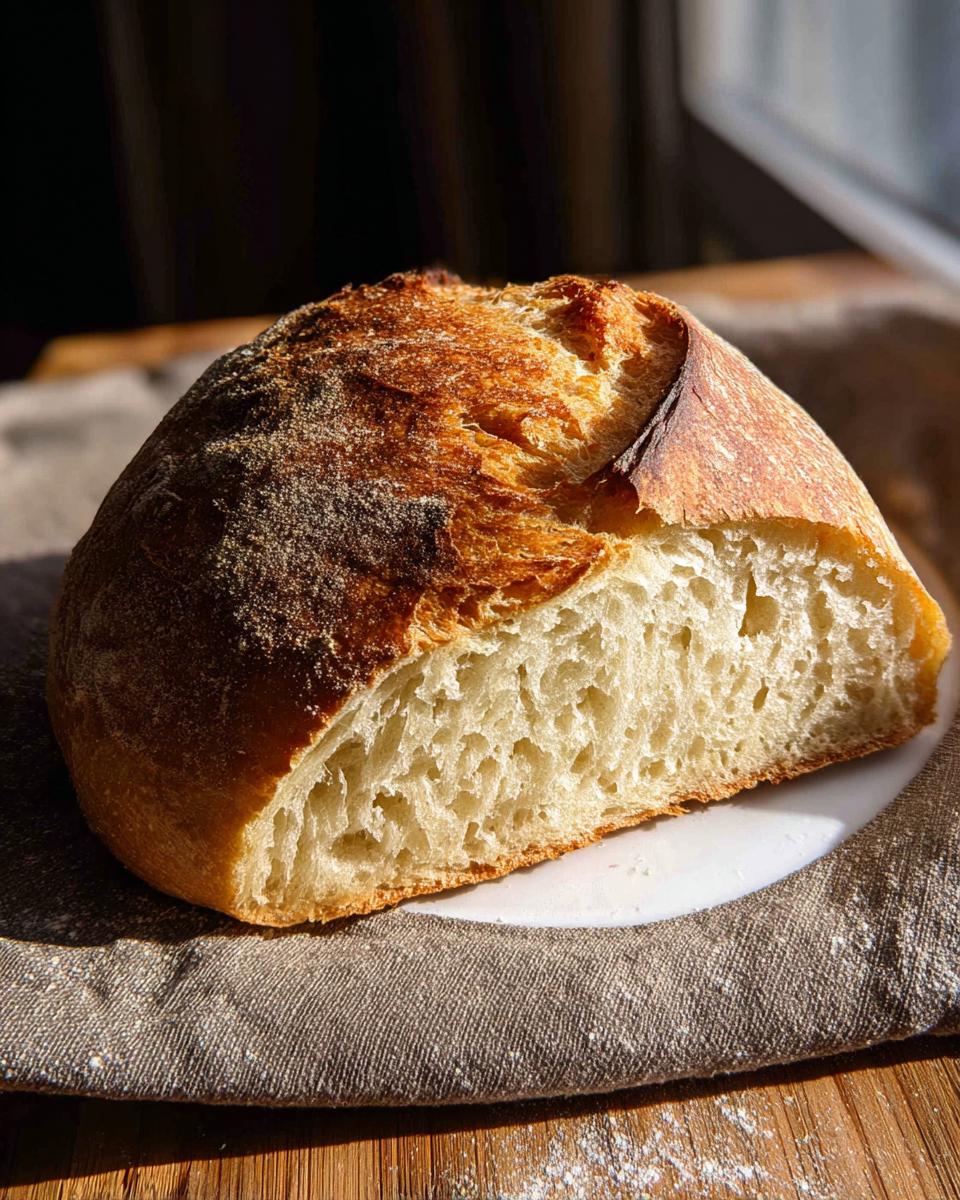 A cross-section of rustic artisan bread with a golden crust, part of a healthy meals recipes collection.