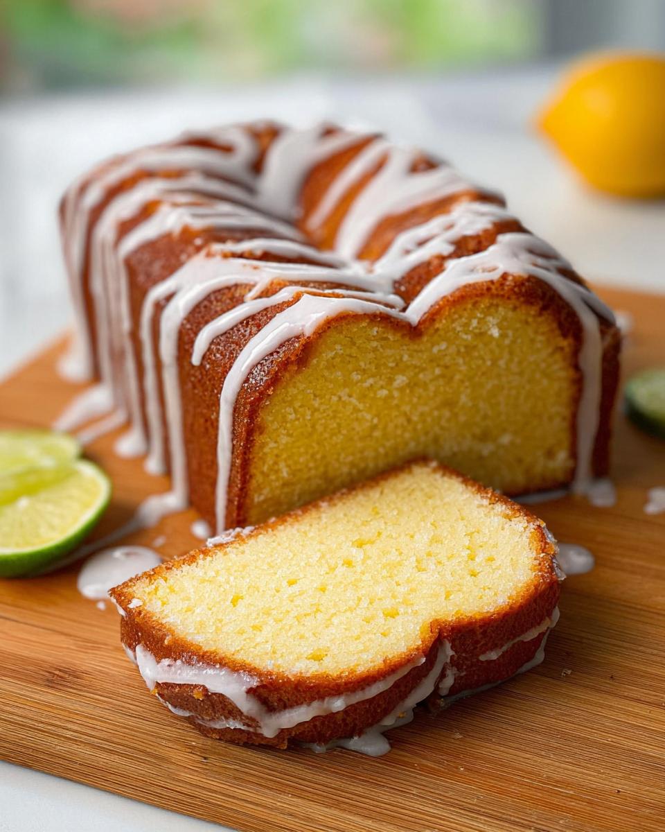 A slice of bright yellow lemon loaf cake with white glaze next to the main loaf, part of our 'What I Cook When I Crave Cake Ideas Recipes'.