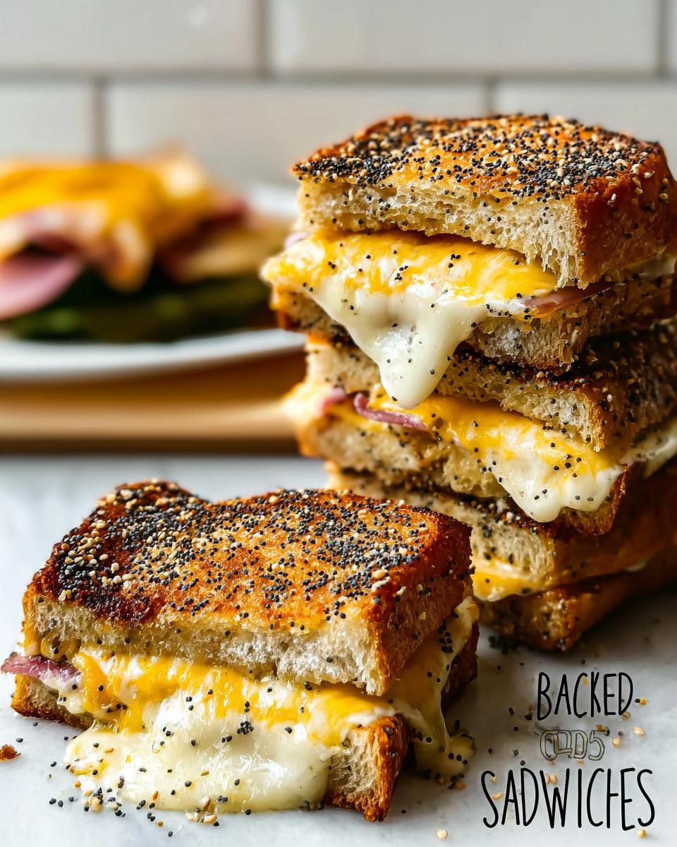 Stack of grilled sandwiches overflowing with melted cheese, perfect for sandwich ideas recipes.