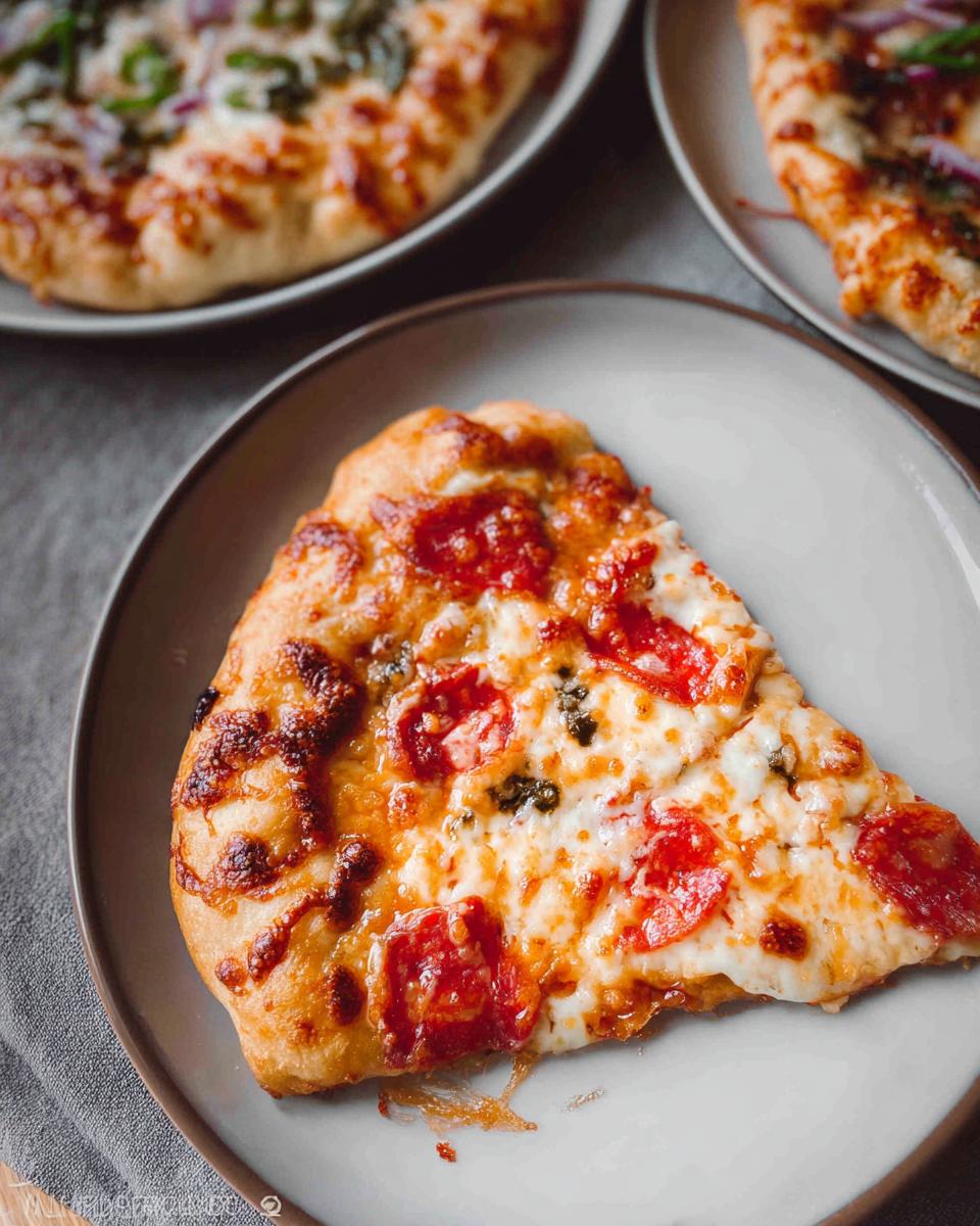 A close-up of a cheesy pepperoni pizza slice served on a light gray plate, part of The Ultimate Pizza Night Recipes Guide.