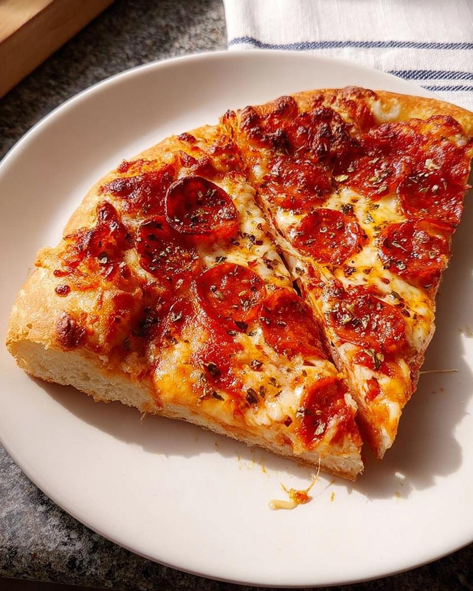 Two slices of cheesy pepperoni pizza, seasoned with herbs, ready for Pizza Night Recipes Meal Prep.