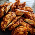 Close-up of perfectly cooked, sliced seasoned chicken breast made using Restaurant-Style Air Fryer Chicken Recipes at Home.