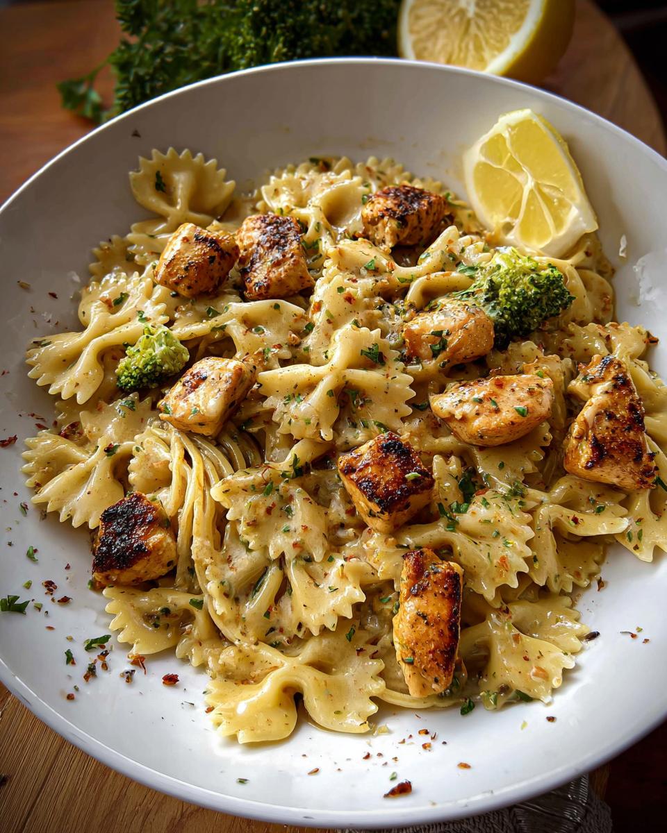 Cowboy Butter Lemon Bowtie Chicken Pasta with Broccoli for Dinner - Other 2