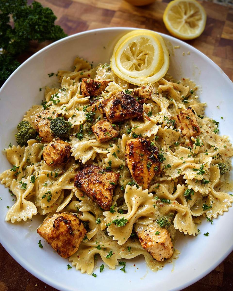 Cowboy Butter Lemon Bowtie Chicken Pasta with Broccoli for Dinner - Other 4