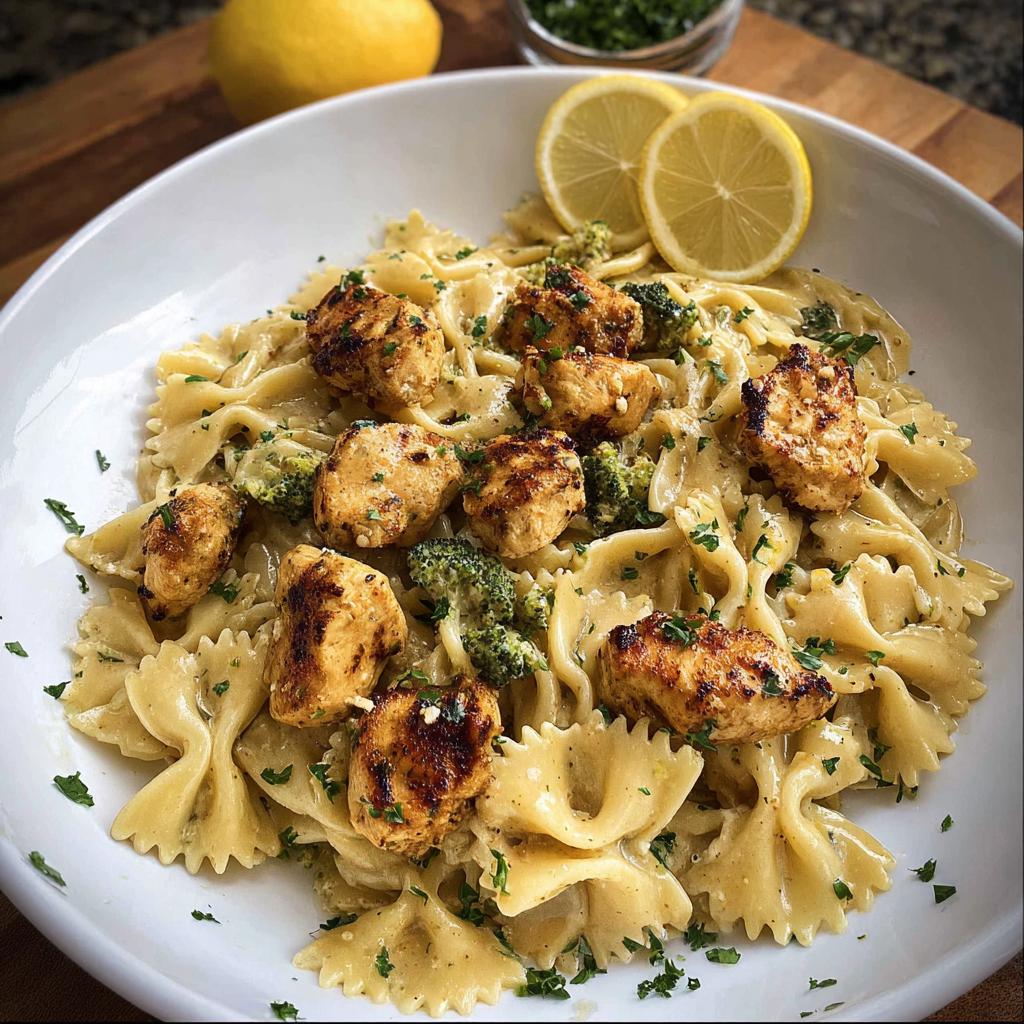 Cowboy Butter Lemon Bowtie Chicken Pasta with Broccoli for Dinner - Tasty