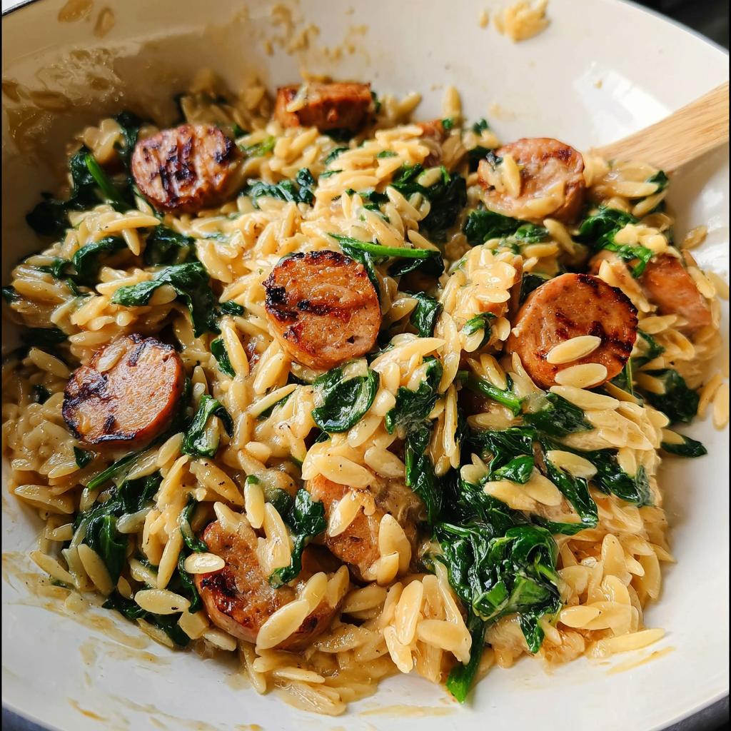 Creamy Chicken Sausage Orzo - Tasty