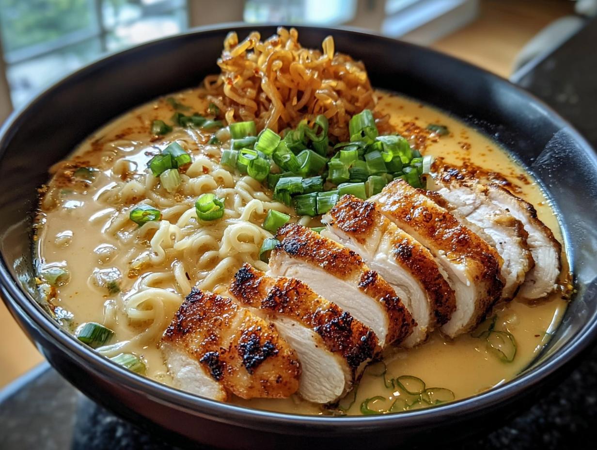 Creamy Garlic Chicken Ramen - Featured