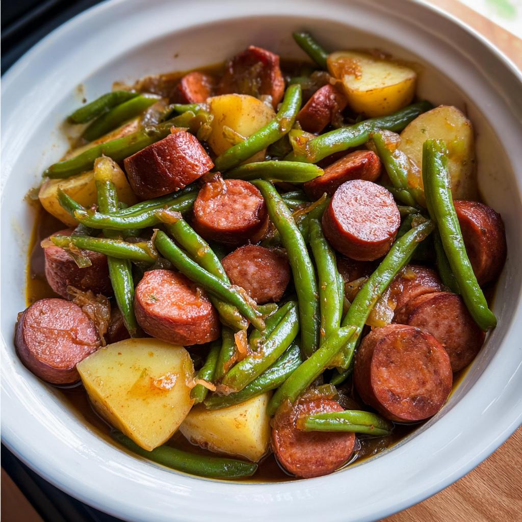 Crockpot Kielbasa and Green Beans - Tasty