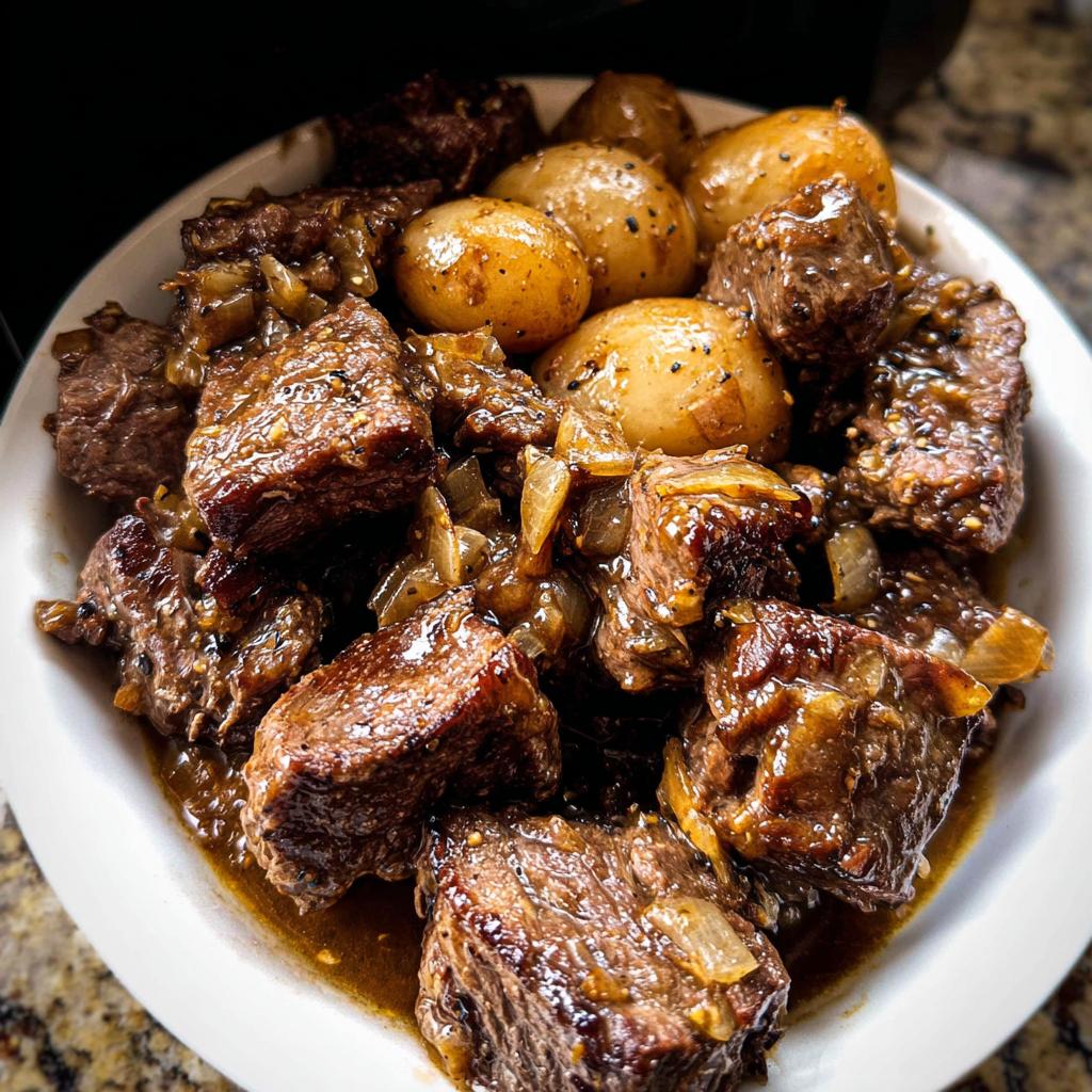 High Protein Slow Cooker Garlic Butter Beef Bites - Tasty