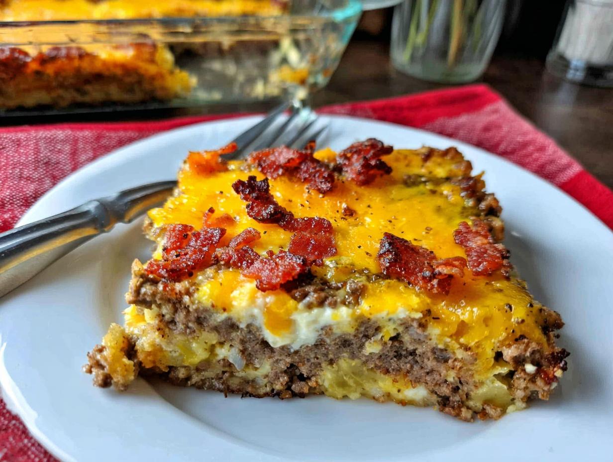 Low-Carb Bacon Cheeseburger Casserole - Featured
