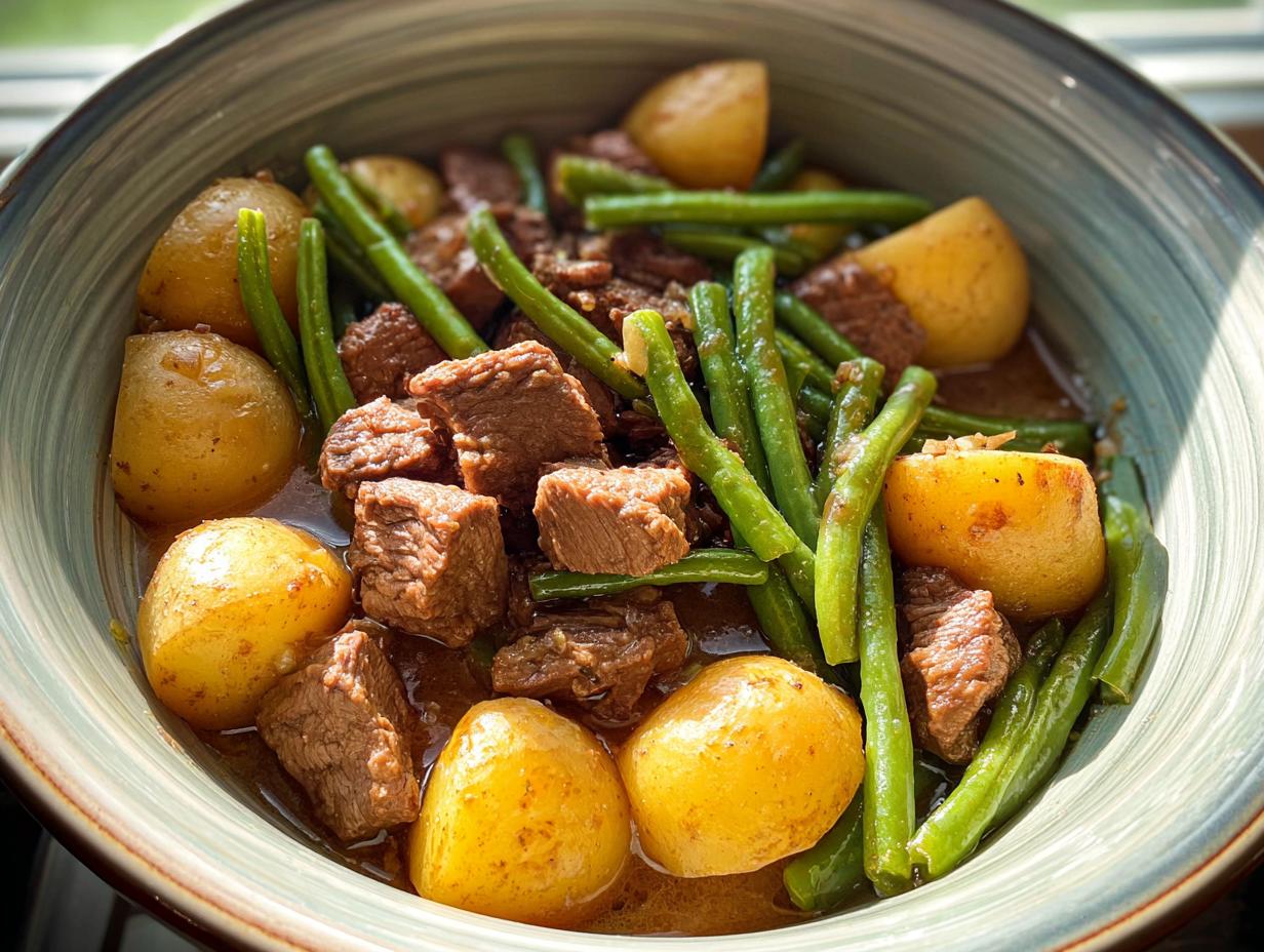 Slow Cooker Garlic Butter Beef with Potatoes - Featured