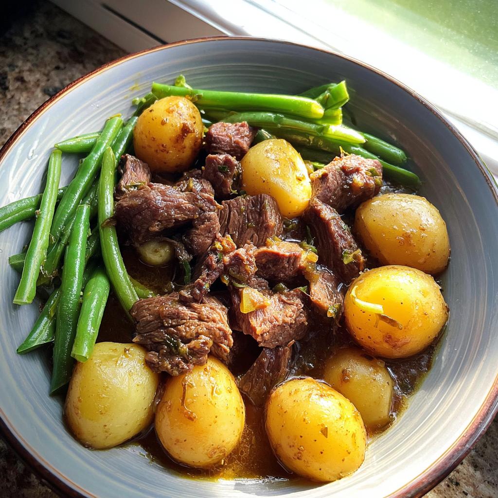 Slow Cooker Garlic Butter Beef with Potatoes - Tasty