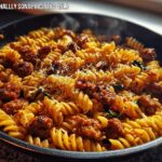 Sticky Honey Garlic Sausage Pasta Skillet - Featured