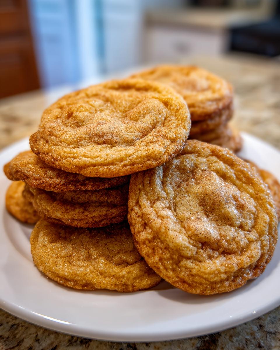 A stack of freshly baked brown butter cookies dusted with cinnamon sugar, looking bakery fresh.