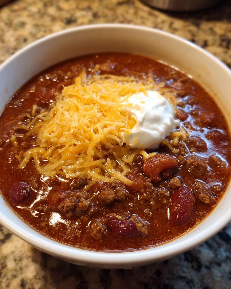 A hearty bowl of creamy taco soup topped with shredded cheese and a dollop of sour cream, perfect for family dinner.