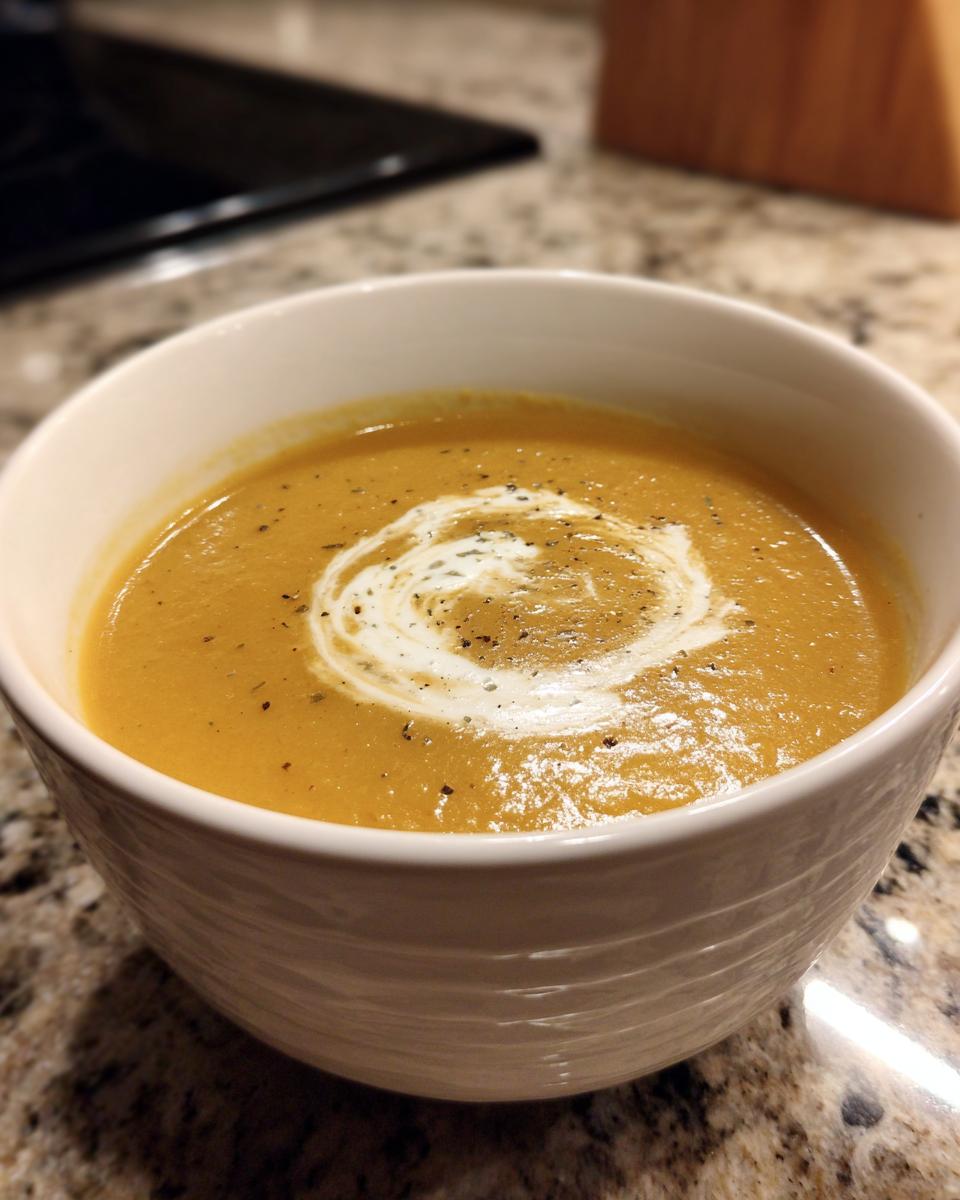 A bowl of rich and silky potato leek soup, swirled with cream and black pepper.